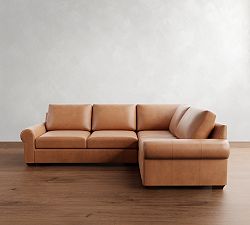 Pottery Barn Big Sur Roll Arm Leather Sectional - Thumbnail 5