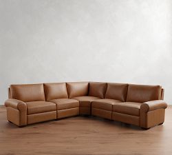 Big Sur Roll Arm Leather Power Reclining L-Shaped Sectional (122"-134")