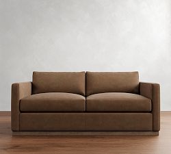 Carmel Slim Arm Leather Wood Base Sleeper Sofa (80")