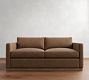 Carmel Slim Arm Leather Wood Base Sleeper Sofa (80")