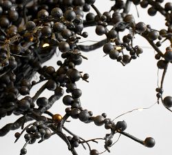 Faux Lit Black Berry Wreath