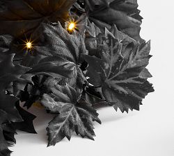 Faux Lit Black Maple Leaf Garland