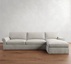 PB Comfort Roll Arm Slipcovered Chaise Sectional (106"&ndash;132")