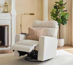 PB Comfort Square Arm Deluxe Power Swivel Glider Recliner with Massage and Heat