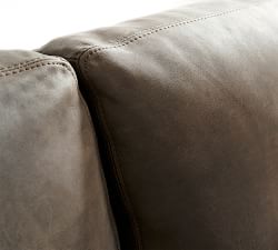 Turner Square Arm Leather L-Shaped Chaise Sectional (137"&ndash;142")