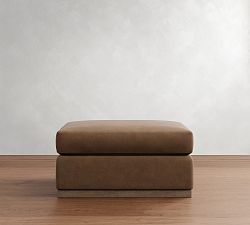 Carmel Leather Wood Base Sectional Ottoman