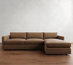 Carmel Slim Arm Leather Chaise Sectional (106"&ndash;129")