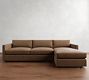 Carmel Slim Arm Leather Chaise Sectional (106"&ndash;129")