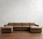 Carmel Wide Arm Leather Double Chaise Sectional (144"&ndash;176")