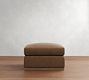 Carmel Wide Arm Leather Wood Base Ottoman