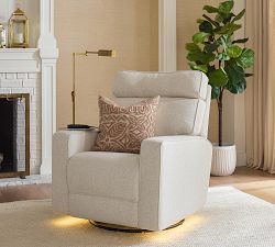 PB Comfort Square Arm Deluxe Power Swivel Glider Recliner with Massage and Heat