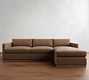 Carmel Slim Arm Leather Wood Base Chaise Sectional (106"&ndash;129")