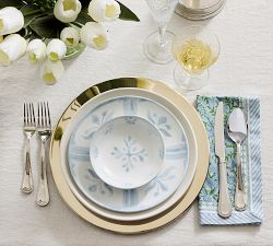 Chambray Tile Stoneware Salad Plates - Set of 4