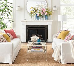 Linen Drum Shade Straight Arm Sconce (10'')