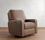PB Comfort Square Arm Leather Power Swivel Glider Recliner