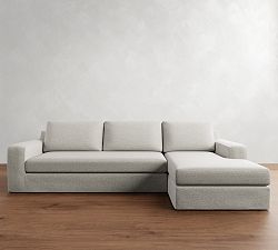 Big Sur Square Arm Slipcovered Chaise Sectional (114"&ndash;156")