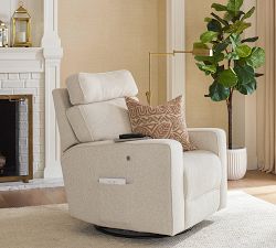 PB Comfort Square Arm Deluxe Power Swivel Glider Recliner with Massage and Heat