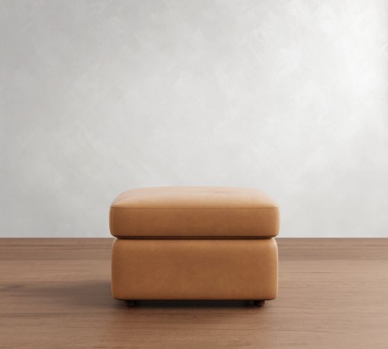 Big Sur Leather Ottoman | Pottery Barn