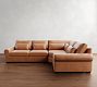 Big Sur Roll Arm Deep Seat Leather 3-Piece Wedge Sectional (130")