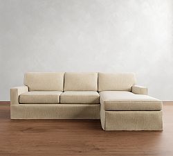 Buchanan Square Arm Slipcovered Chaise Sectional (91"&ndash;107")