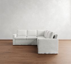 Cameron Square Arm Slipcovered 3-Piece L-Shaped Sectional (101")