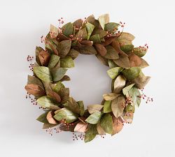 Faux Faded Magnolia and Berry Wreath &amp; Garland