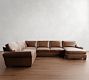 Turner Roll Arm Leather 4-Piece Chaise Sectional (140"-144")
