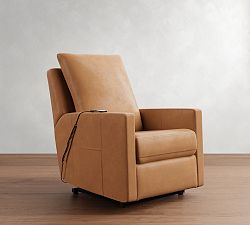 Ayden Square Arm Leather Power Lift Recliner with Massage &amp; Heat