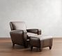 Manhattan Square Arm Leather Chair with Ottoman