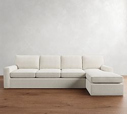 Pearce Square Arm Slipcovered Chaise Sectional (101"&ndash;141")