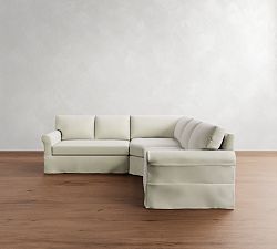 York Roll Arm Slipcovered 3-Piece L-Shaped Wedge Sectional (103")