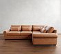 Big Sur Roll Arm Deep Seat Leather 3-Piece Sectional (122")