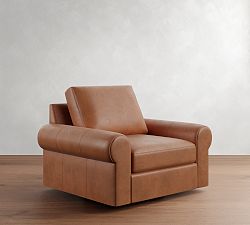 Big Sur Roll Arm Leather Swivel Chair
