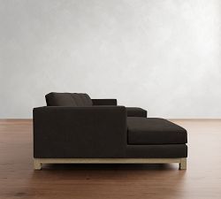 Jake Leather Seadrift Wood Base Double Chaise Sectional (145"&ndash;164")