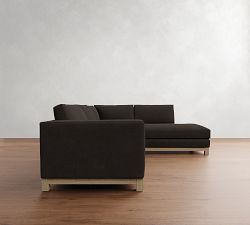 Jake Leather Seadrift Wood Base Return Bumper Sectional (108"-112")