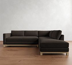 Jake Leather Seadrift Wood Base Return Bumper Sectional (108"-112")