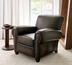 Manhattan Roll Arm Leather Recliner