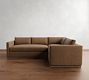 Carmel Slim Arm Leather Wood Base 3-Piece Sectional (110")