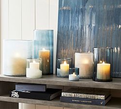 Montauk Frosted Handcrafted Glass Hurricane Candle Holder