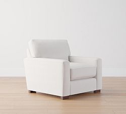 Open Box: Turner Square Arm Upholstered Small Armchair 36" - Performance Boucle, Ivory