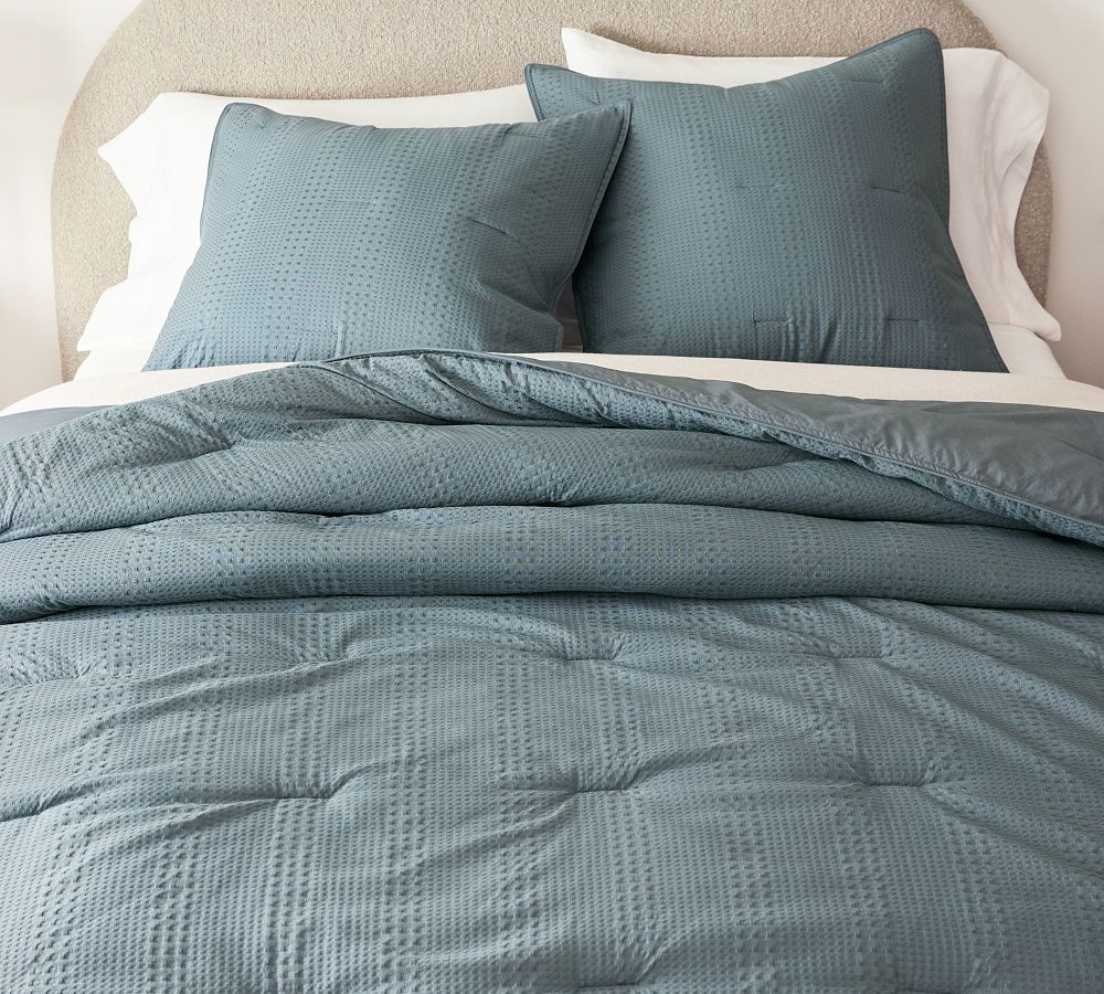 Honeycomb Cotton Comforter - Steel Blue, Full/Queen