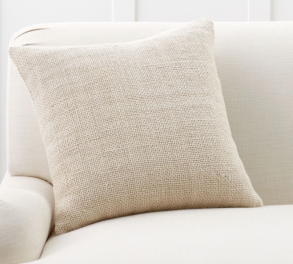 Faye Linen Textured Pillow Cover - 20", Flax
