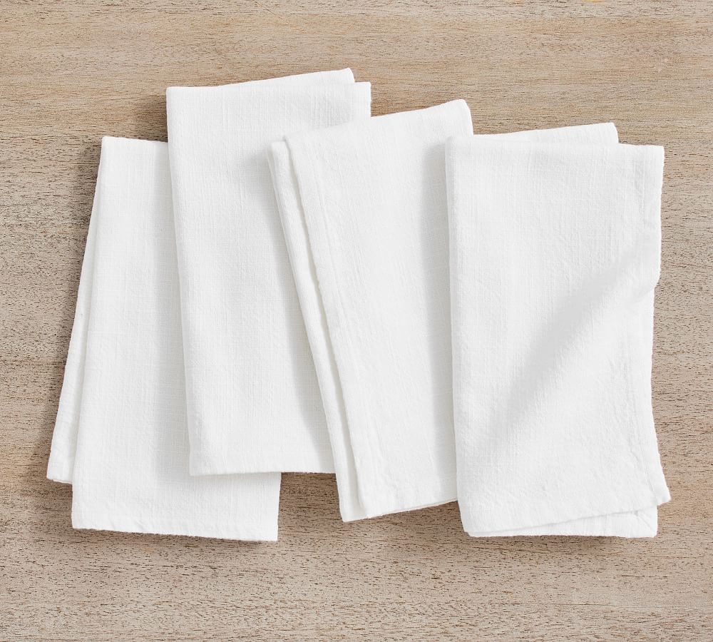 Organic Cotton Casual Napkins - Set of 4 - Set of 4 - White