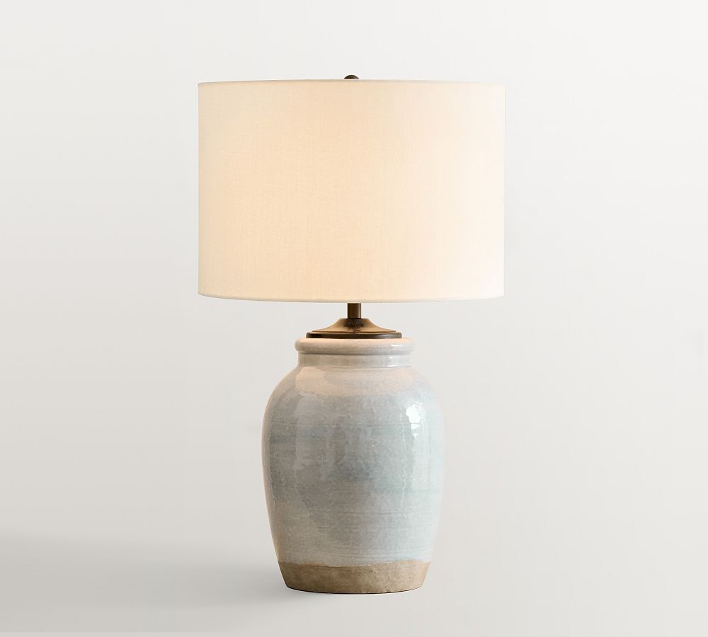 Pottery Barn Miller Ceramic Table Lamp (25"-32") in pale blue