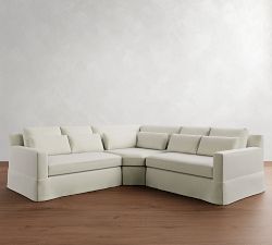 York Square Arm Deep Seat Slipcovered 3-Piece L-Shaped Wedge Sectional (108")