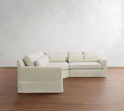 York Square Arm Deep Seat Slipcovered 3-Piece L-Shaped Wedge Sectional (108")