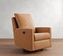 Ayden Square Arm Leather Swivel Glider Recliner