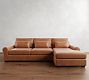 Big Sur Roll Arm Deep Seat Leather Chaise Sectional (115"&ndash;157")