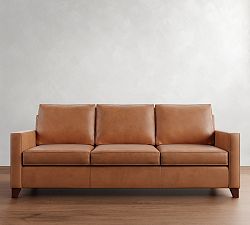 Cameron Square Arm Leather Sofa (62"&ndash;97")