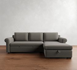 Shasta Roll Arm Trundle Chaise Sleeper Sectional (102")